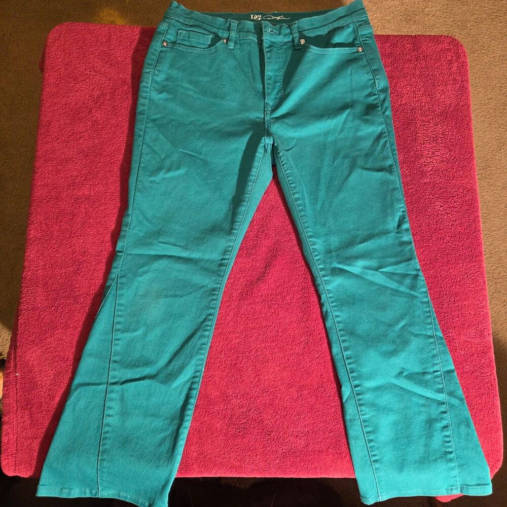 Dark Green Turquoise DG2 Virtual Stretch Bootcut Size 14 Petite
